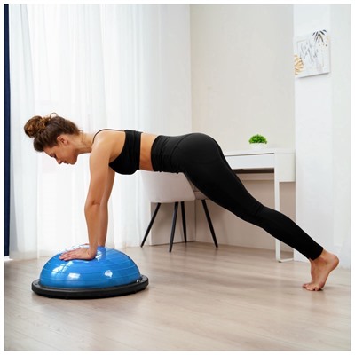 УЦЕНКА Полусфера BOSU гимнастическая ONLYTOP, 58×25 см, с насосом, синяя