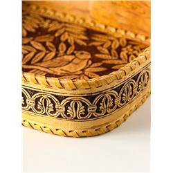 Сухарница прямоугольная «Птички», 24.5×17.5×4.5 см, береста