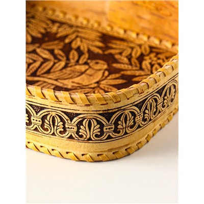 Сухарница прямоугольная «Птички», 24.5×17.5×4.5 см, береста