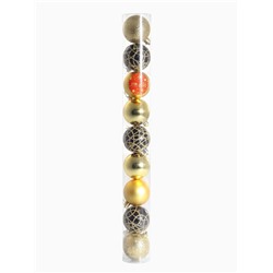 Ёлочные игрушки «Авива», шары новогодние, d=6 см, набор 9 шт., золотистый