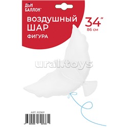 Шар (34''/86 см) Фигура, Голубь, Белый, 1 шт. в уп.
