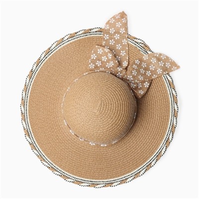 Шляпа женская цветы MINAKU, коричневая, размер 58