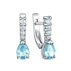 Подвеска из серебра с топазом Sky и фианитами родированная 3-616р403