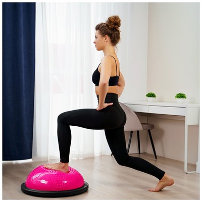 Полусфера BOSU гимнастическая ONLYTOP, массажная, с насосом, 55×25 см, розовая