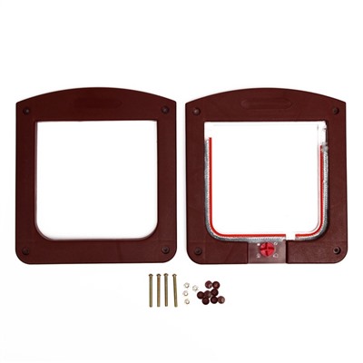 УЦЕНКА Дверь для животных с 4 режимами, проем 15×15.5 (общ. 22.5×20 см), тёмно-коричневая