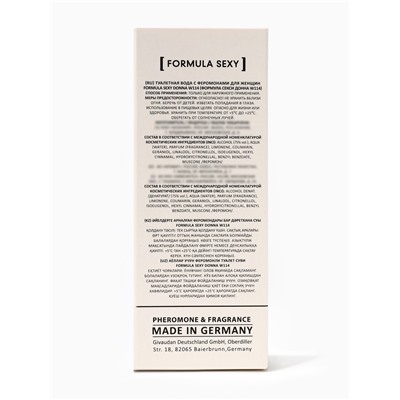 Туалетная вода женская с феромонами Formula Sexy collection Donna W114, 30 мл