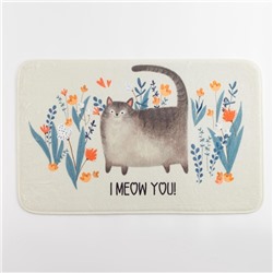 Коврик для ванной Этель I meow you, 80×50 см, велюр