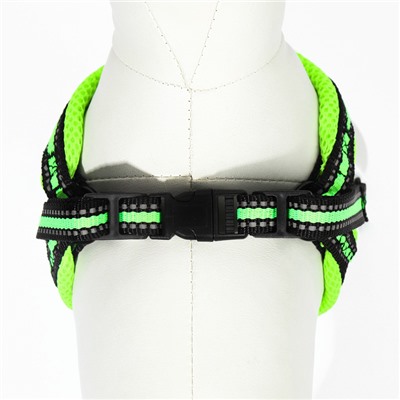 Комплект амуниции светоотражающий с мягкой шлейкой и мягкой ручкой, 1.5×120 см, ОШ 35-53, жёлтый