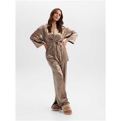 Костюм домашний женский (жакет, брюки) KAFTAN Velvet, размер 40-42, цвет кофейный