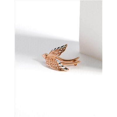 Брошь из золочёного серебра с родированием и алмазной огранкой - Ласточка п5-090-2з