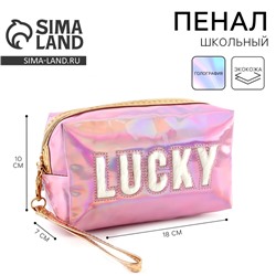 Пенал школьный, искусственная кожа, Lucky, 18×10×7 см