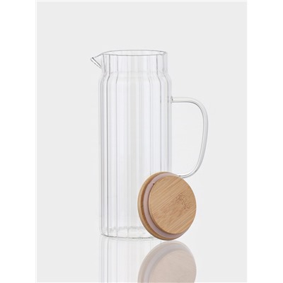 Кувшин Magistro «Богема. Дольки», 1 л, 15×9.3×22.5 см, с бамбуковой крышкой, стекло, прозрачный