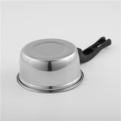 Сотейник из нержавеющей стали Доляна «Индия», 400 мл, d=12 см, пластиковая ручка, цвет серебряный, нержавеющая сталь