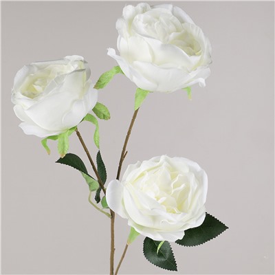 Цветок искусственный Роза пионовидная белый 80 см 3 бутона / RF-1572 /уп 400/