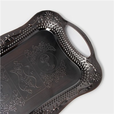 Поднос «Изобилие», 38×25×2.5 см, с ручками, нержавеющая сталь, цвет бронзовый