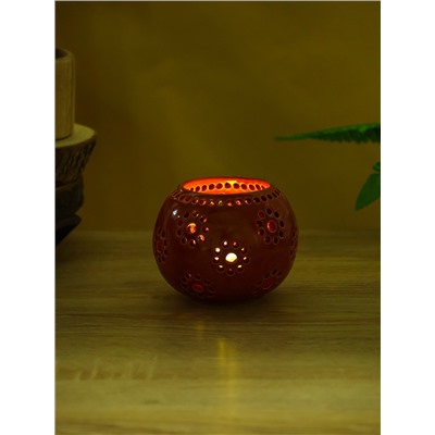 Подсвечник «Шар», 9×9×7 см, керамика, красный