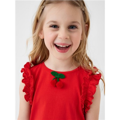 Комплект трикотажный для девочек: джемпер (футболка без рукавов), юбка-шорты