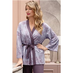 Комплект жен: куртка пижамная, брюки пижамные Mia Cara AW22WJ360A Rosa Del Te сливовый полосы