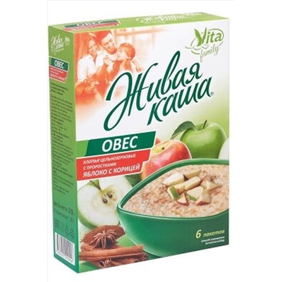 Каша овсяная "Vita" ц/з овёс яблоко с корицей 210г ЭКОПРОДУКТЫ, 1190537