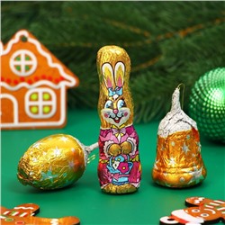 Новогодний набор фигурного шоколада «Кролик с шишкой и колокольчиком», 48 г