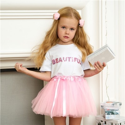 Набор для фотосессии KAFTAN «Пушистая снежинка»; юбка и заколки для волос, розовая, рост 86-104 см