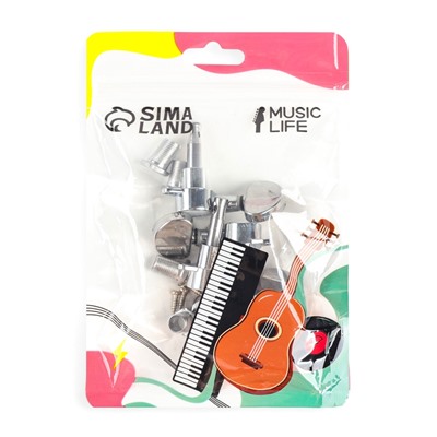 Комплект одиночной колковой механики Music Life, серебристые, 3+3