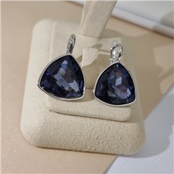 Серьги с кристаллом под Swarovski ювелирная бижутерия коллекция "Дубай" покрытие посеребрение, вставка: стекло, цвет: фиолетовый, арт.414.580