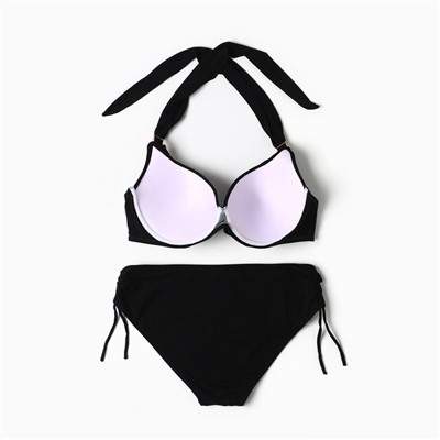 Купальник раздельный бельевой на завязках женский, чёрный, размер 54