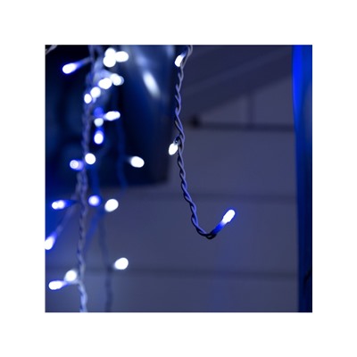 Гирлянда «Бахрома» 3×0.6 м, IP44, УМС, белая нить, 160 LED, свечение бело-синее, мигание, 220 В