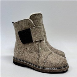 Дедуши на липучке с чёрной кожей на войлочной подошве