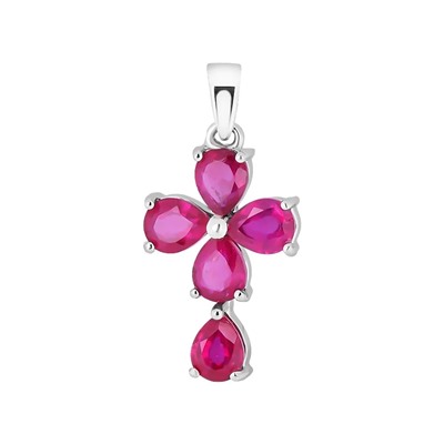 Подвеска, 5 рубин корунд груша 4х5 мм, Эдем