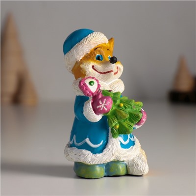 Фигурка полистоун «Лиса снегурочка с ёлочкой», 4.5×4.5×8.5 см