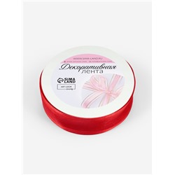 Лента декоративная, капроновая/атласная, 20 мм, 18±1 м, красная