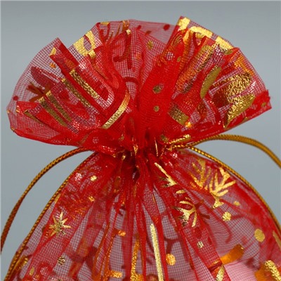 Мешочек подарочный новогодний органза Happy new year, 16×24 см ± 1.5 см