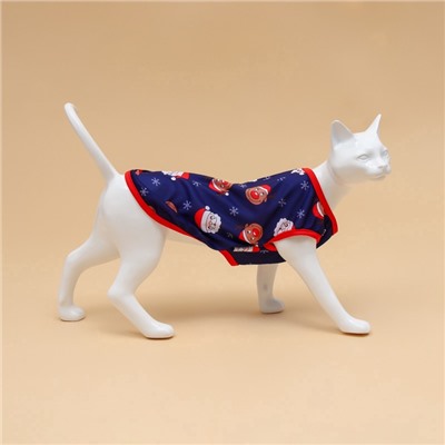 Майка для животных «Новогодняя ночь», размер S (ДС 25, ОШ 25, ОГ 35 см), синяя