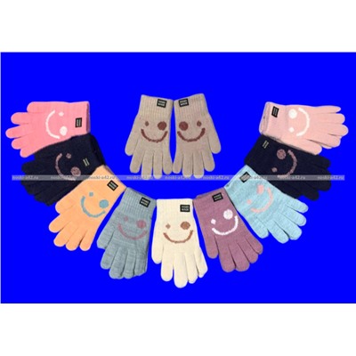 Перчатки подростковые из шерсти и кашемира "Смайлик" арт. 0663