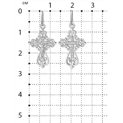Крест из серебра родированный - 2,7 см 925 пробы 3-493р