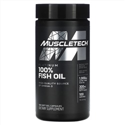 Muscletech, Platinum 100% Omega Fish Oil, Essential (серия), рыбий жир с омега-3 жирными кислотами, 100 мягких желейных капсул