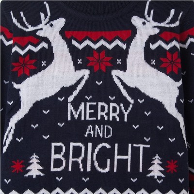 Свитер вязаный новогодний детский KAFTAN Family look, размер 32 (110-116 см), синий