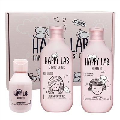 Happy Lab Набор средств для ухода за волосами / Шампунь «Восстановление & Питание» + «Увлажнение & Защита» + Кондиционер,  300 мл x 2, 100 мл