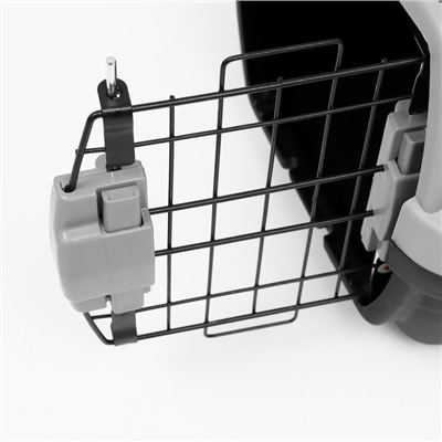 Переноска для животных «Неон», 48×32×29.5 см, вес до 12 кг, пластик, серая, чёрная