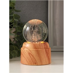 Световая фигурка стекло «Шар. Голограмма: Рождение», 6×LED, d=6 см, крутится, USB, 7×7×10 см