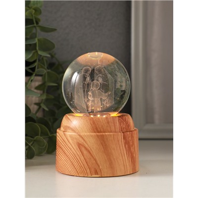 Световая фигурка стекло «Шар. Голограмма: Рождение», 6×LED, d=6 см, крутится, USB, 7×7×10 см