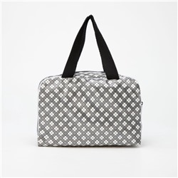 Косметичка-сумка на молнии с сеткой, с ручками, с принтом, молочная