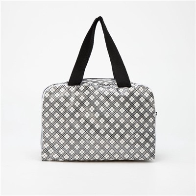 Косметичка-сумка на молнии с сеткой, с ручками, с принтом, молочная