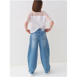 Брюки текстильные джинсовые для девочек