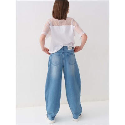 Брюки текстильные джинсовые для девочек