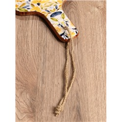 Доска разделочная прямоугольная «Желтые и синие цветы», 41×18 см, дерево манго