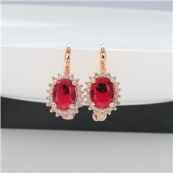 Серьги круглые ювелирная бижутерия коллекция "Дубай" покрытие: позолота, вставка: фианиты, цвет: красный, арт.314.387