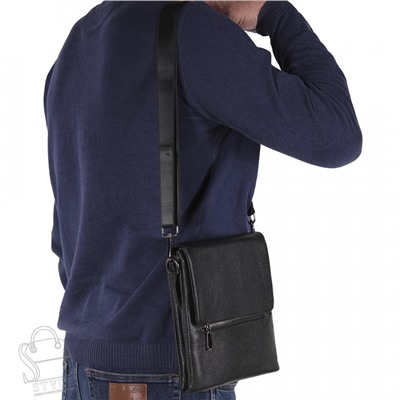 Сумка мужская кожаная 004-3QH black Heanbag